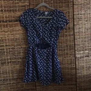 Navy / White Floral Keyhole Cutout Dress